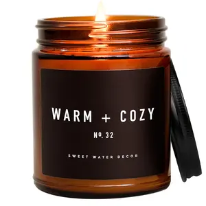 Sweet Water Decor Warm and Cozy Candle | Pine, Orange, Cinnamon, & Fir Balsam Winter Scented Soy Candles for Home | 40 Hour Burn Time, Made in the USA