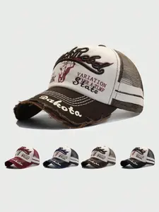 Men's retro baseball cap with torn edges, casual outdoor sports cap, suit style, suitable for daily use