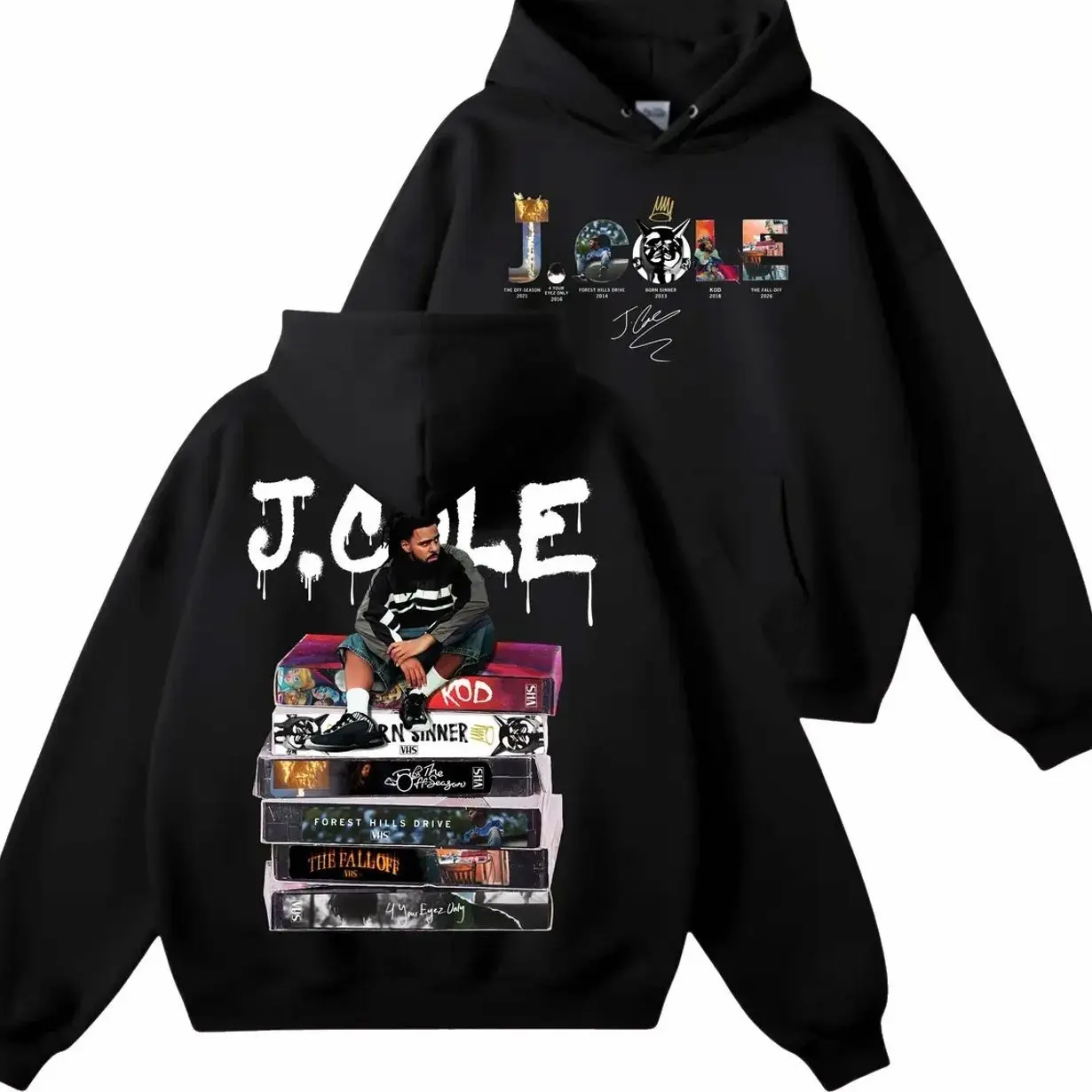 J Cole Full Album Hoodie, J Cole Discography Merch, Vintage Hip Hop Graphic Hoodie, Rap Music Fan Gift, J Cole Sitting on Albums