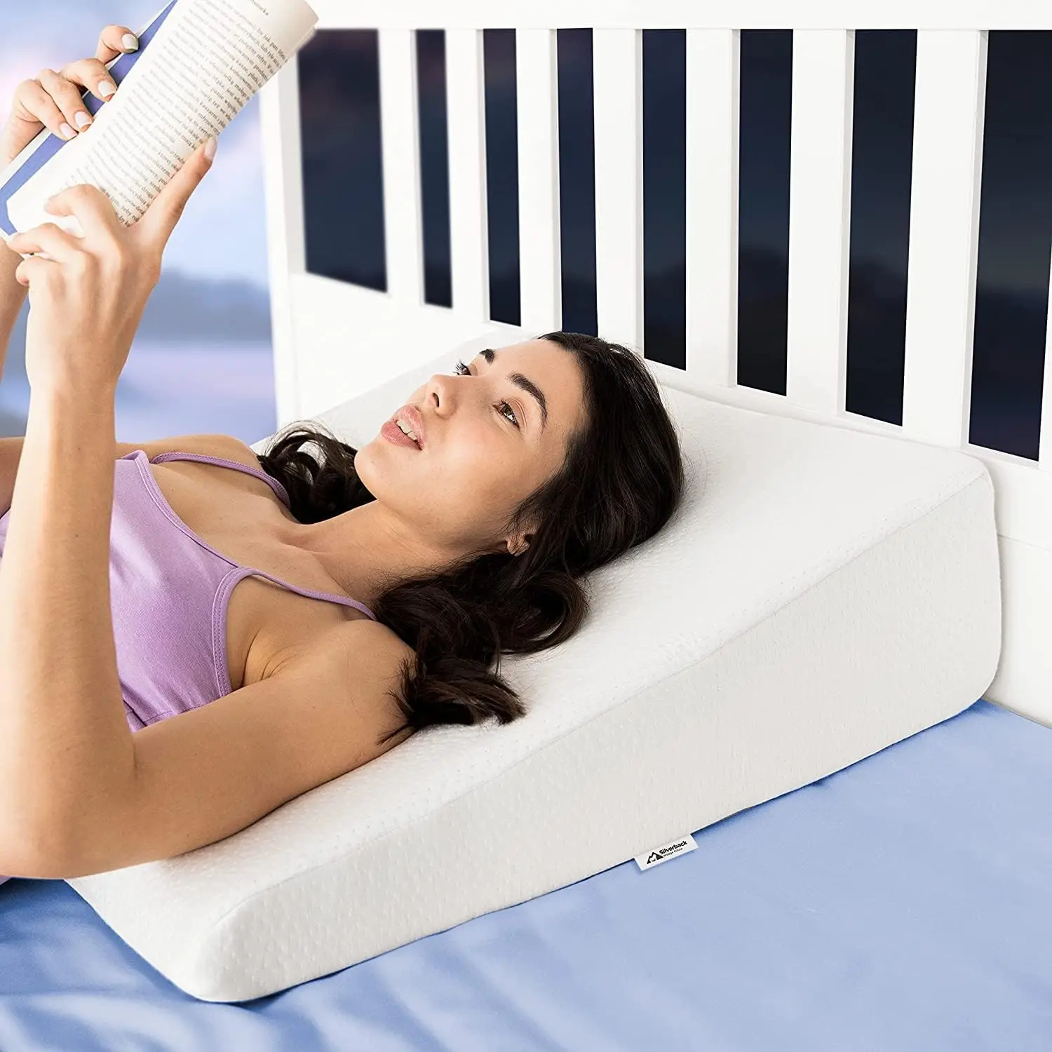 7.5" Wedge Pillow for Acid Reflux - Dr. Recommended Height, Luxurious 2" Memory Foam Pillow Wedge for Sleeping, GERD, Post Surgery, Heartburn, Snoring - Viscose of Bamboo Cover (25" Wx26 Lx7.5 H)
