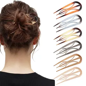 AWAYTR U-Shaped Hairpin for Women 6Pack Fashion Hair Fork for Updos Chignons & French Twists Durable Acrylic Secure & Elegant Styling for All Hair Types