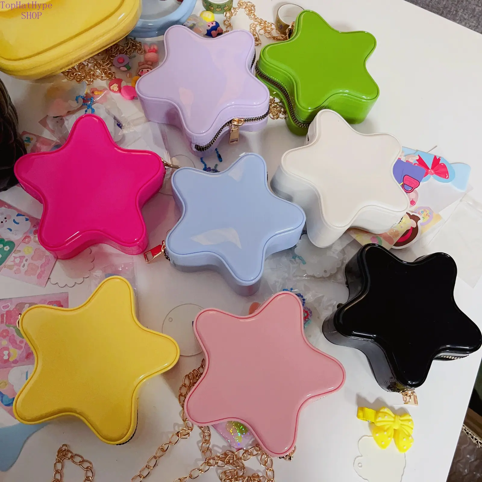 Star Shaped Jelly Crossbody Bag for Women, Cute Trendy Mini Shoulder Purse with Glossy Chain for Party & Streetwear, Mini Sized Products, Cartoon Motif, Jelly Texture