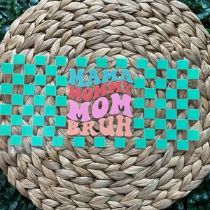 MAMA BRUH CHECKER UV DTF CUP WRAP