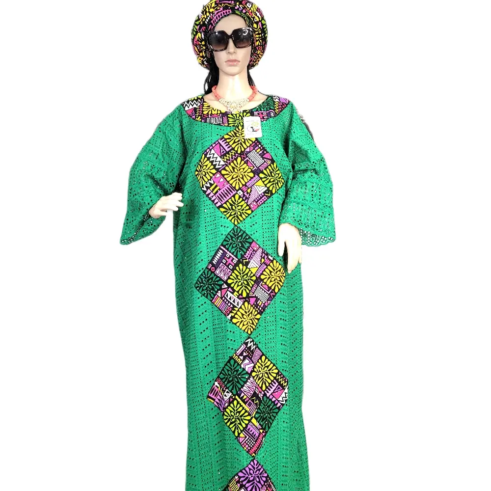 Anakara Lace Bubu African Elegant Outfit in Pink with Colorful Patterns, Long Sleeves, Womenswear Traditional Casual Comfort - Dress, Summer