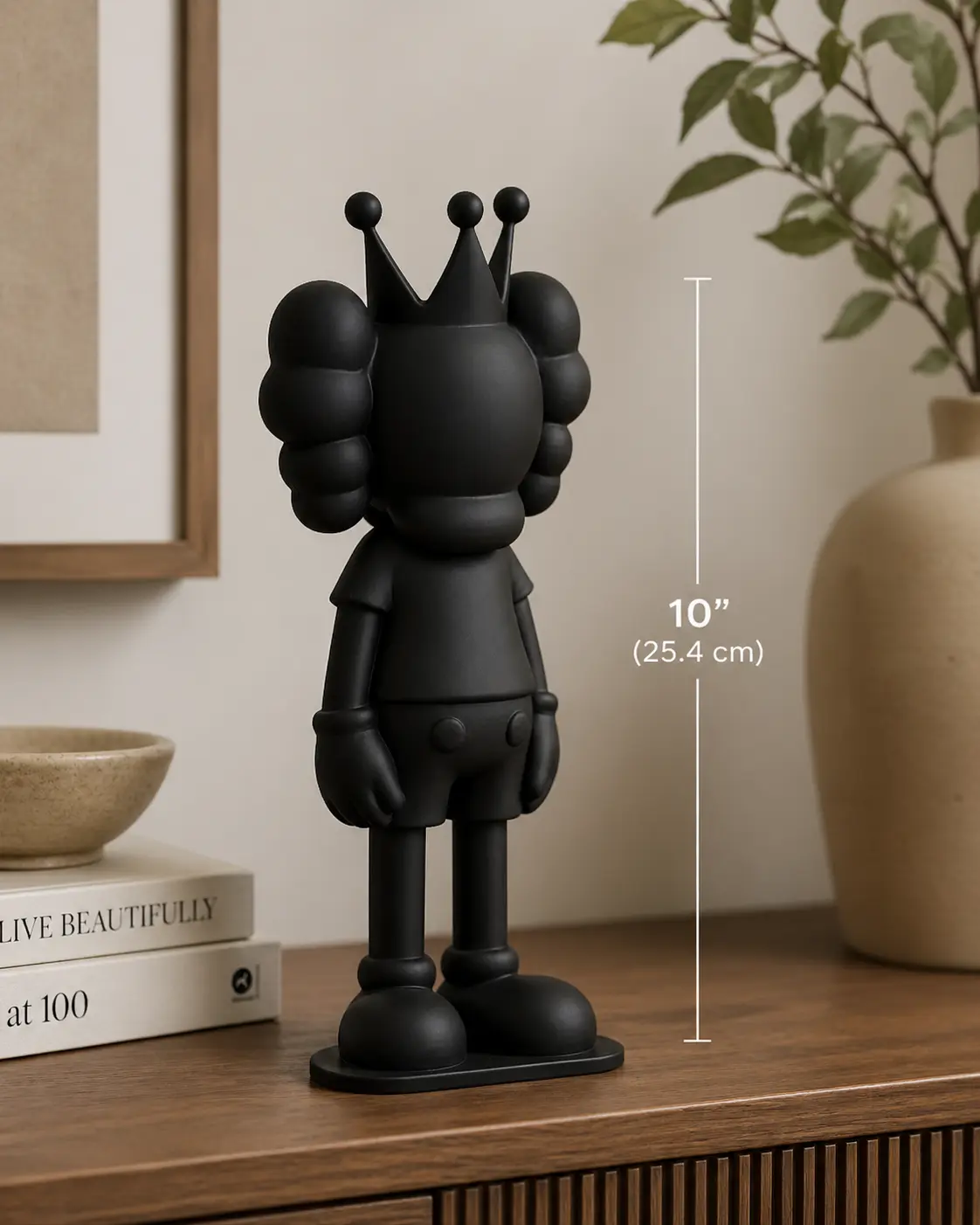 KAWS Art Toy Statue - 10 inches Decorative Smooth Collectible Figurine, Modern Decor for Bedroom, Office Console Table, Creative Spaces