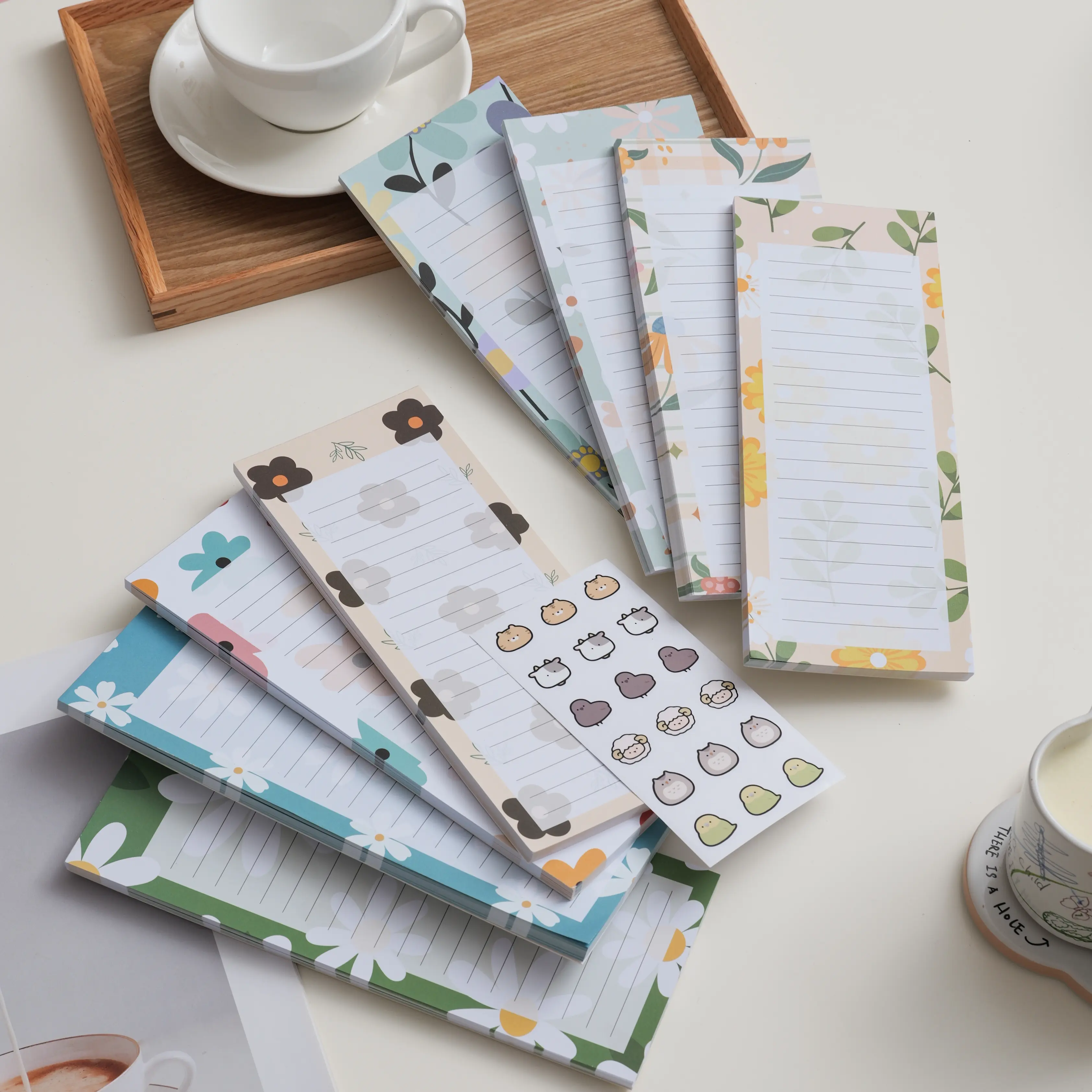Cute Boho Floral Magnetic Fridge Notepad Extra Long Grocery Shopping List