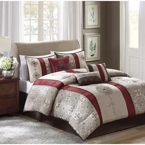 212 MAIN 7-Piece Modern Reptile & Amphibian Decor Comforter Set - Madison Park Donovan, California King Bed Size, Red, Polyester Fill, Machine Washable