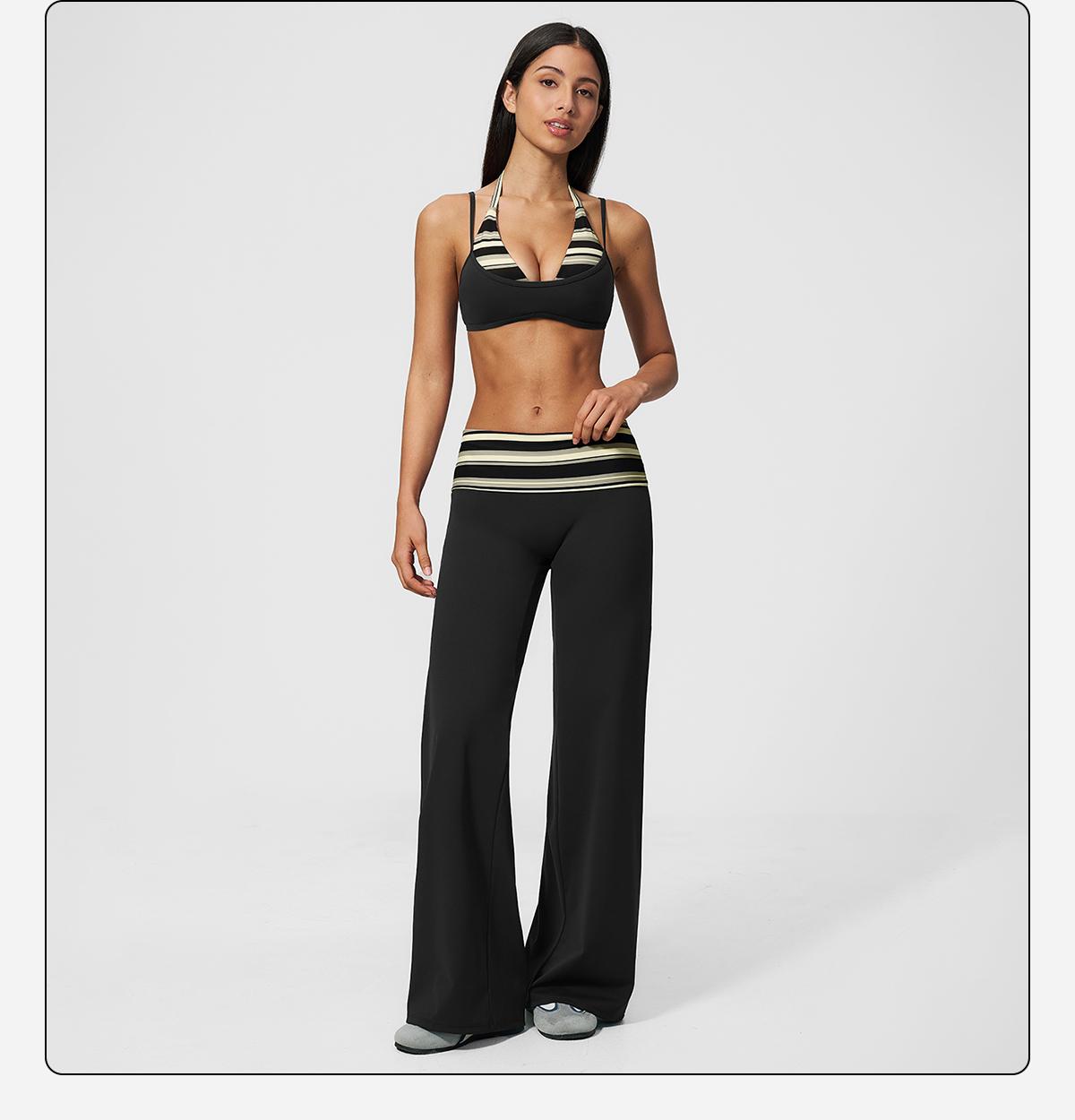 MFVIM women’s halter yoga set — breathable “naked feel” fitness bra and high-waisted wide-leg athletic pants, two-piece slim-fit training workout apparel