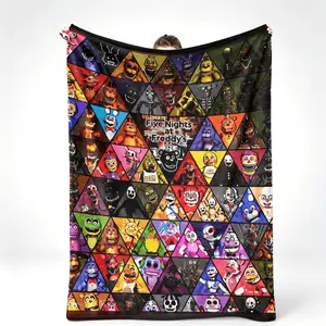 Blankets Five Nights At Freddys Flannel Blanket Kids Blanket Adult Blanket FNAF Characters Inspired Print Lightweight Cozy Warm Soft Durable Throw For Home Bedroom Sofa Office Travel Camping Sleepovers Halloween Christmas Gift Soft Elastic Breathable