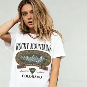 Comfort Colors Vintage Colorado Rocky Mountains T-shirt, Outdoor Adventure Pattern T-shirt, 90s Mountain Hiking T-shirt, Natural Style Top