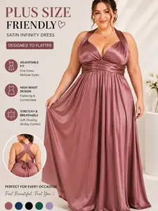 Plus Size Friendly Infinity Dress - Flowy High Waist Convertible Maxi Maternity Dress for Wedding Guest, Bridesmaid & Pregnancy Photoshoot