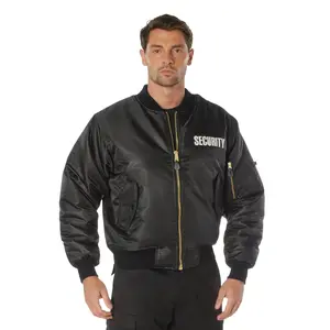 Black - SECURITY Air Force MA-1 Flight Jacket Bomber US Military Style Reversible Coat