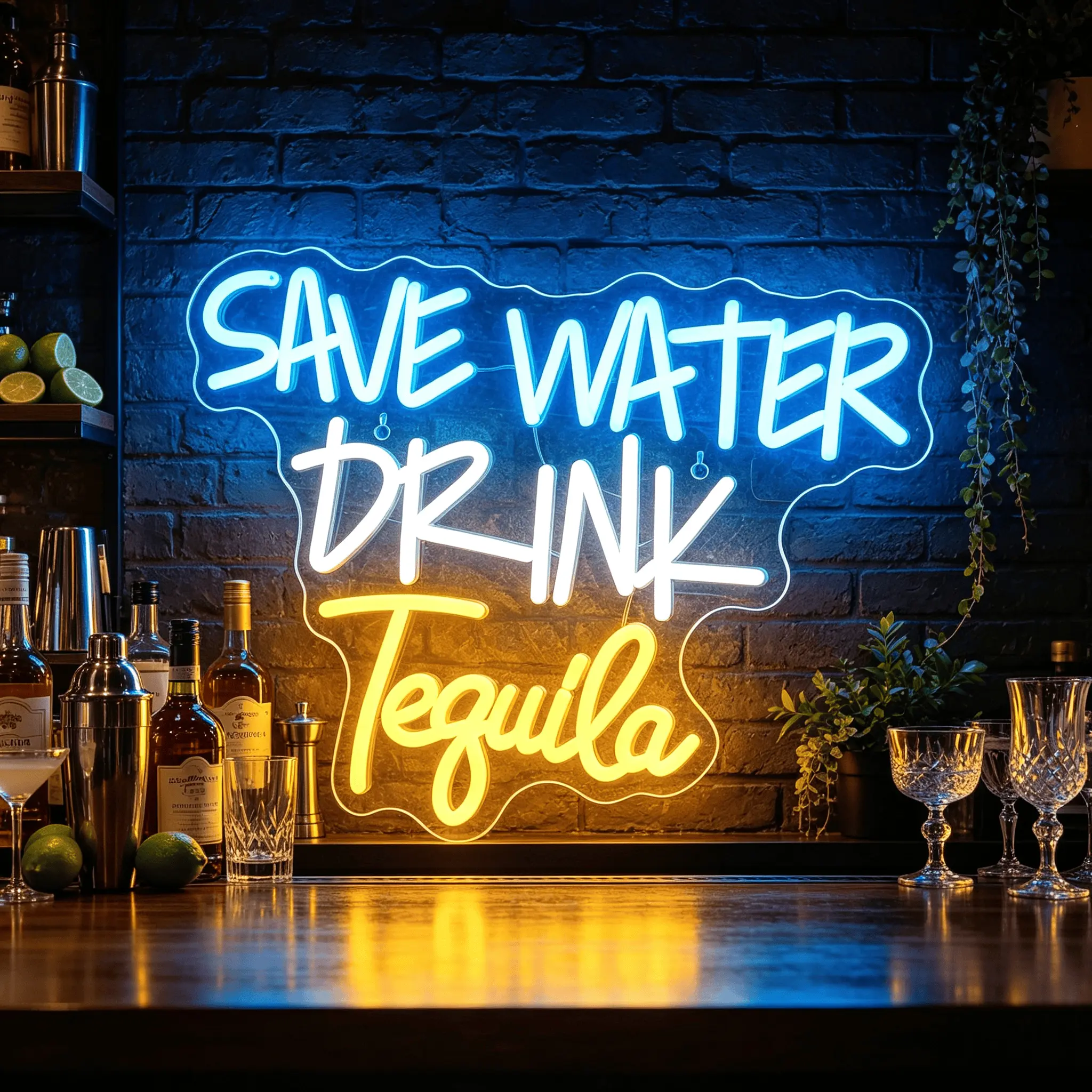 Tequila-Themed USB LED Neon Sign with Switch & Plastic Build, Wall Mount Wall Decor for Adults' Watch Party, Cocktail-Themed Decorative Lights, LED Room Decor Festive Gift, Electronic Lights, Led Light Up
