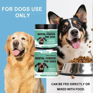 Dog-specific breath freshening dental powder, mint flavor. reduces tartar and plaque, eliminates bad breath, gently cleans teeth. can be added to water or food for daily dental care