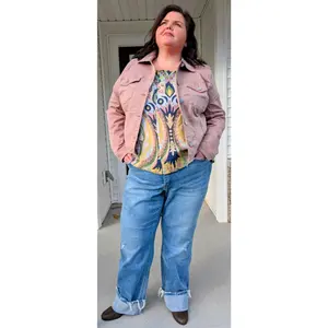 Fray Hemmed Mauve Denim Jacket