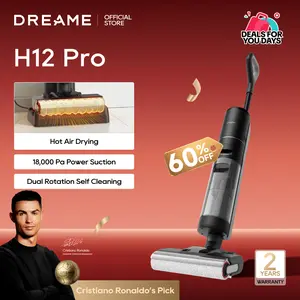 【Super Brand Day】DREAME H12 Pro Select Vacuum Mop, Wet Dry Vacuum Cleaner, Smart Floor Cleaner Cordless Vacuum and Mop for Hard Floors, One-Step Edge to Edge Cleaning with Hot Air Drying Black