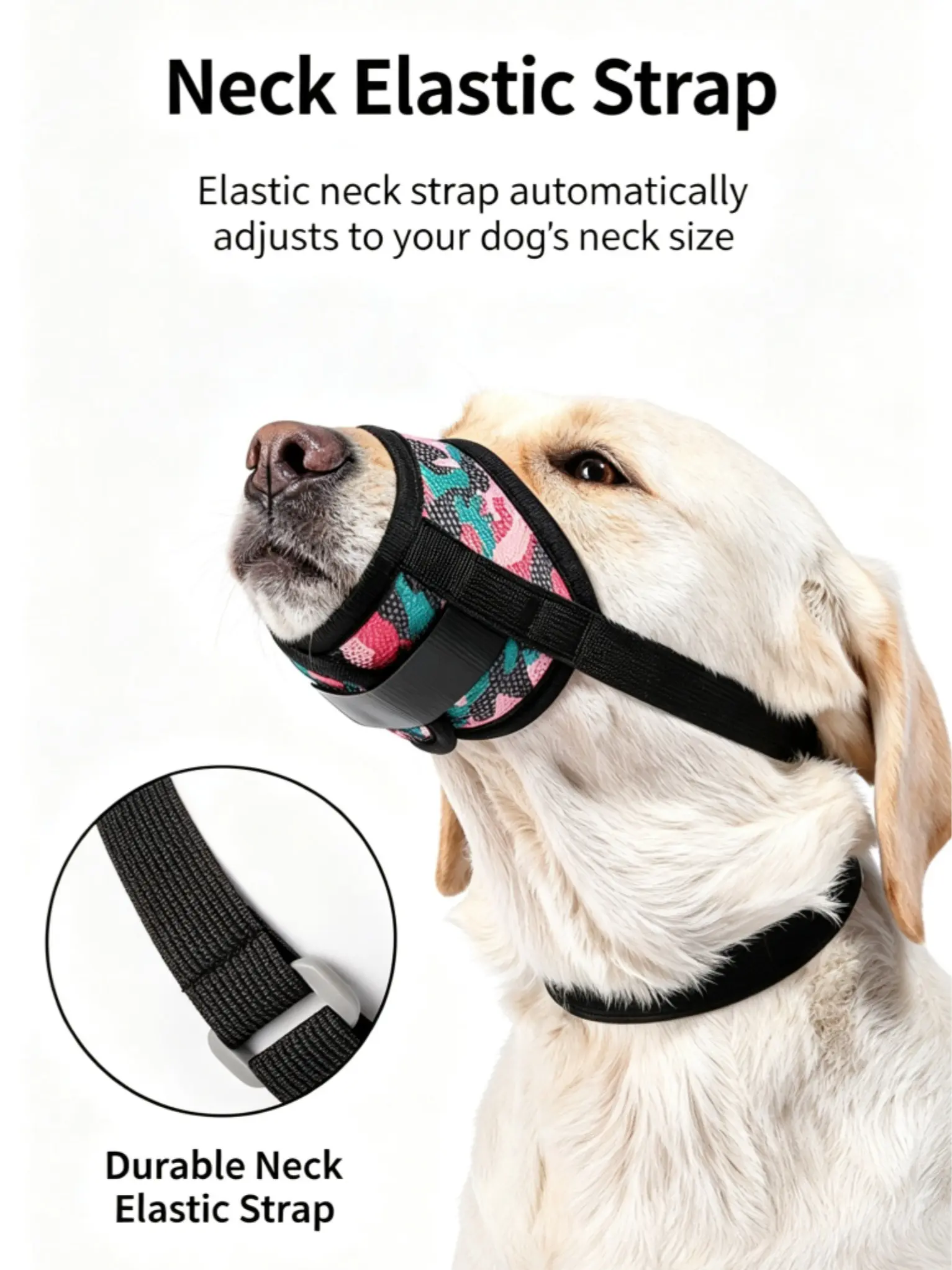 Printed Mesh Dog Muzzle for Small-Medium Dogs - Stylish Printed Design, Adjustable Strap, Breathable, Safe for Drinking, Full Coverage Pet Accessory to Prevent Biting, Barking, Chewing, Mesh Muzzle