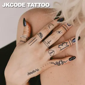 Minimal Tattoo Herbal Mix Body Stickers, Aesthetic Dark Gothic Snake Eyes Star Sun Designs, Cute Fashion Girl Finger Hand Neck Tattoos, Waterproof Long-Lasting 15 Days, Temporary Tattoos