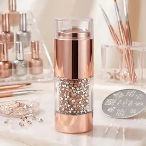 Nail Art Stamp Kit: Silicone Stamping Pens with Interchangeable Heads & Random Pattern Plates. Portable Anti-Slip Grip, Quick Transfer Tech, Diverse Designs, Safe Rounded Edges. Includes Storage Case.