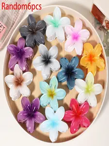 Hibiscus Floral Hair Claw Clips for Women, 3.14" Large Matte Plumeria Flower Matte Jaw Clips, Non-Slip Strong Hold Hair Accessories for Thick Thin Hair, Summer Beach Vacation Hair Clips Aesthetic Y2K Headwear Hair Clip Sets