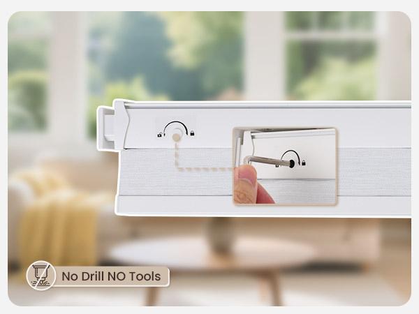 Grandekor No Tools No Drill Cordless Cellular Shades,Honeycomb Blinds for Indoor Windows,UV Protection Privacy Blinds for Home,Door