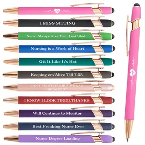 Nurse Themed Ballpoint Pen, 11pcs/set Retractable Ballpoint Pen, Funny Humorous Quote Writing Pen for Nurse, Office Stationery & Supplies, Aesthetic Pens