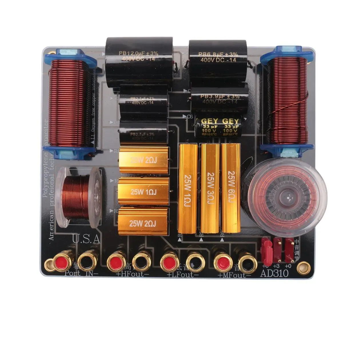 Audio Speaker Crossover Filter - 3-Way 450W High-Power Splitter Unit with 4-8 Ohm, Plastic Body, Active Components, AD310, 750Hz/5000Hz 3-Unit for Stage Use