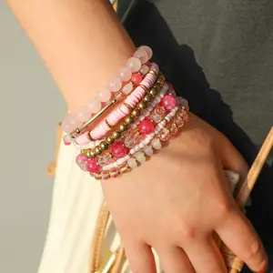 pink boho multi-layer bracelets