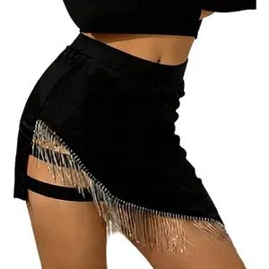 Skirt Mini Wrap Sparkly Fringe Latin Dance Skirts Dance Clothes Concert Outfits Women