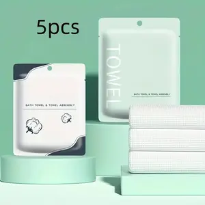 Disposable Bath Towel & Towel Set, 5 Counts/set Disposable Bath Towel, Portable Towel Set for Camping, Gym, Hotel, Travel, Bathroom Supplies