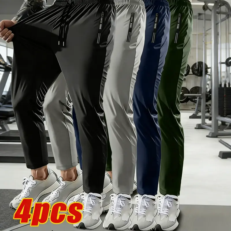 Men's Solid Color Drawstring Waist Jogger Pants, Casual Comfy Regular Fit Pocket Joggers Trousers for Daily Wear, Athleisure Pants for Men, Gym Clothing, Sport Pants, Cuffed Joggers, Casual Athletic Joggers, Fitness Trousers, Cargo Jogger Pants
