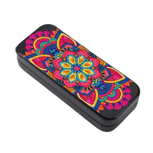 5D DIY Diamond Painting Glasses Case Kit, Colorful Mandala Pattern Rhinestone Eyeglass Storage Box, Hard Shell Sunglasses Holder Craft Gift for Women Girls