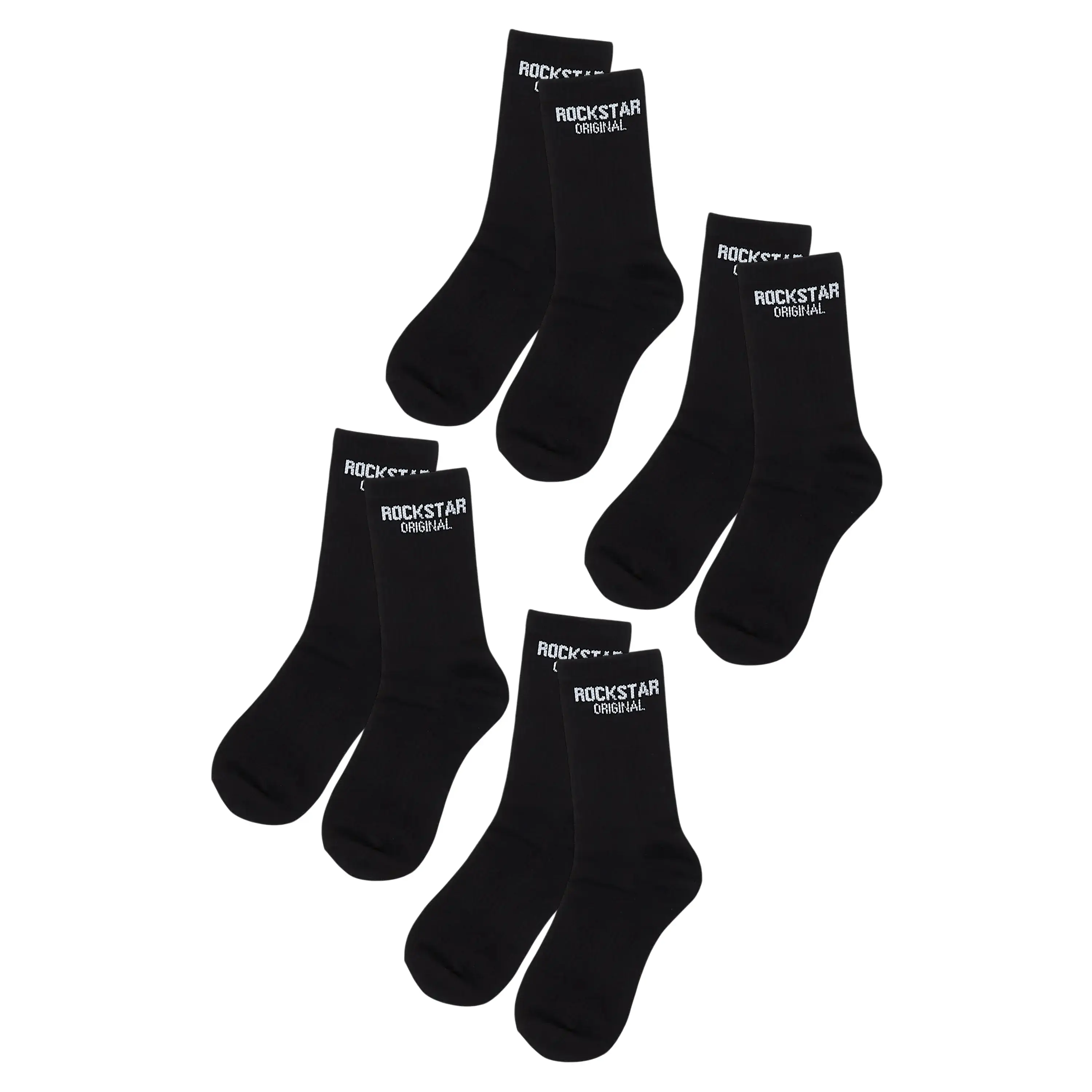Womens Rockstar Dist Black Basic Socks 4 Pack Womens Rockstar Dist Black Basic Socks 4 Pack