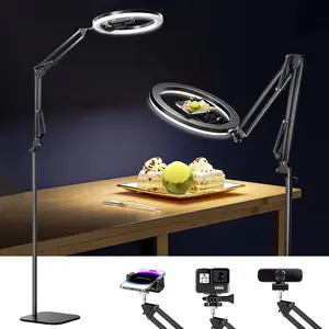 UBeesize 12" Ring Light Tripod for iPhone with Overhead Phone Mount ,75" Tall  Adjustable Aluminium Stand for Photography/Live Streaming/TikTok/YouTube Content Creation Selfie Cellphone Nail Art & Drawing for Artists