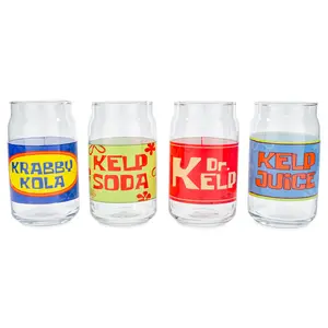 Nickelodeon SpongeBob SquarePants Soda Labels 16-Ounce Glass Cans | Set Of 4