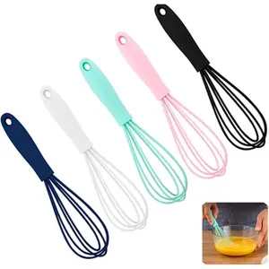 Silicone Whisk 5 Pcs Colorful Kitchen Mini Silicone Whisks,Whisk Set Egg Beater For Blending,Whisking,Beating,Stirring,Cooking,Baking
