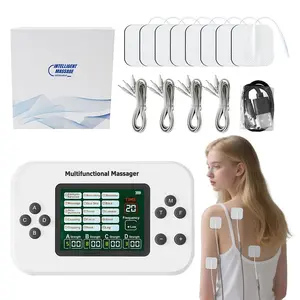 4 Output Multifunctional Massage Instrument 15 Modes EMS Tens Pulse Therapy Device Pain Relief Muscle Relaxation EMS Electric Muscle Stimulator Tens Unit Electrostimulator Pulse Physiotherapy Massager Rechargeable Health Care Relax Device 30 Intensity