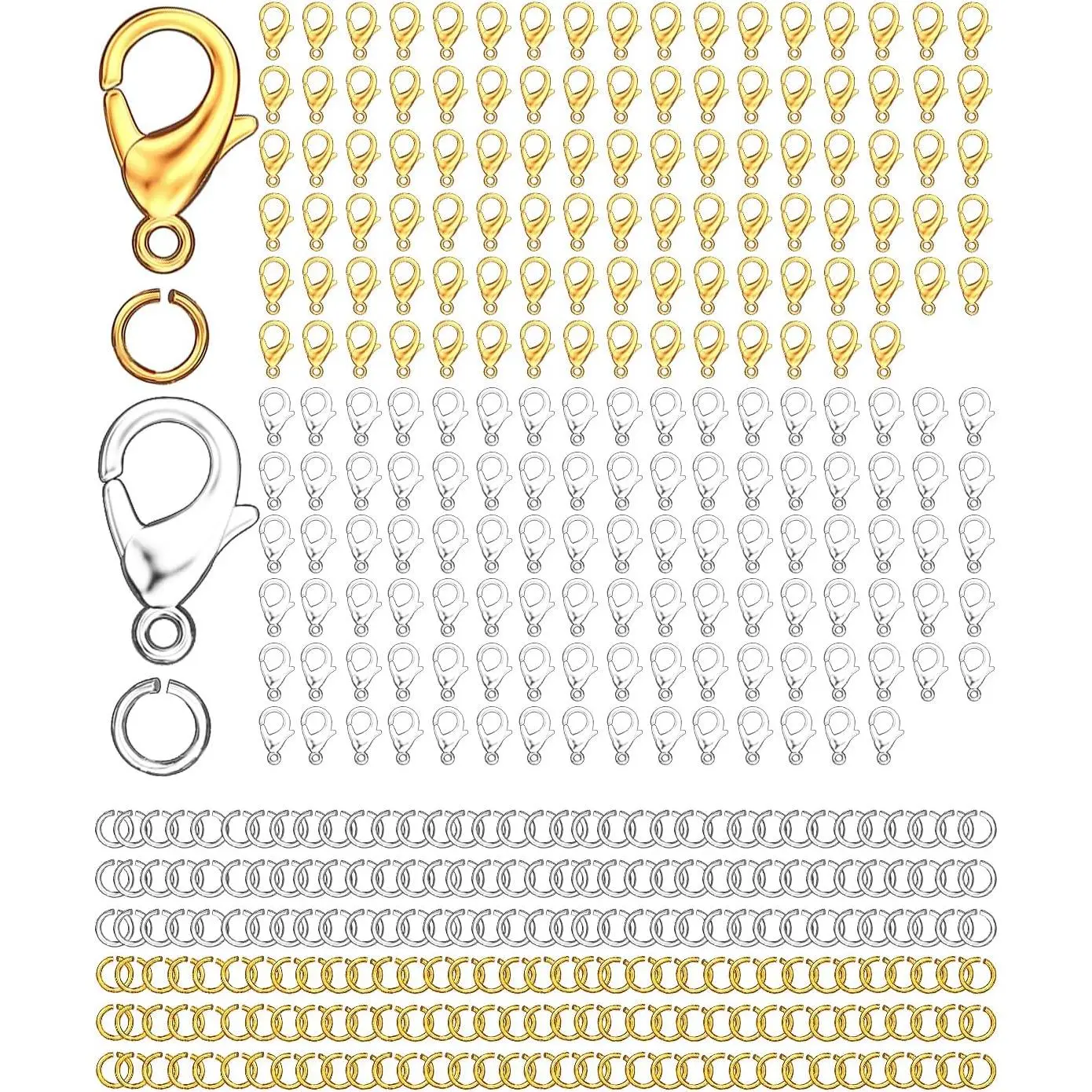 700 count Lobster Claw Clasps and Open Jump Rings Set,  and  Plated Bracelet Necklace Clasp for  Making