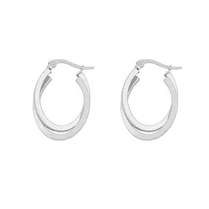 Stately Steel Overlapping Oval Hoop Earrings