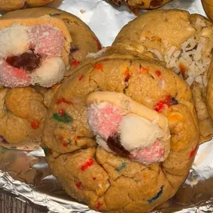 Café con Leche 1 pack cookie you selected the size Cookies Arcoiris Cookie Marshmallow Coconut Fresh Baked Dessert with Colorful Sprinkles Snack