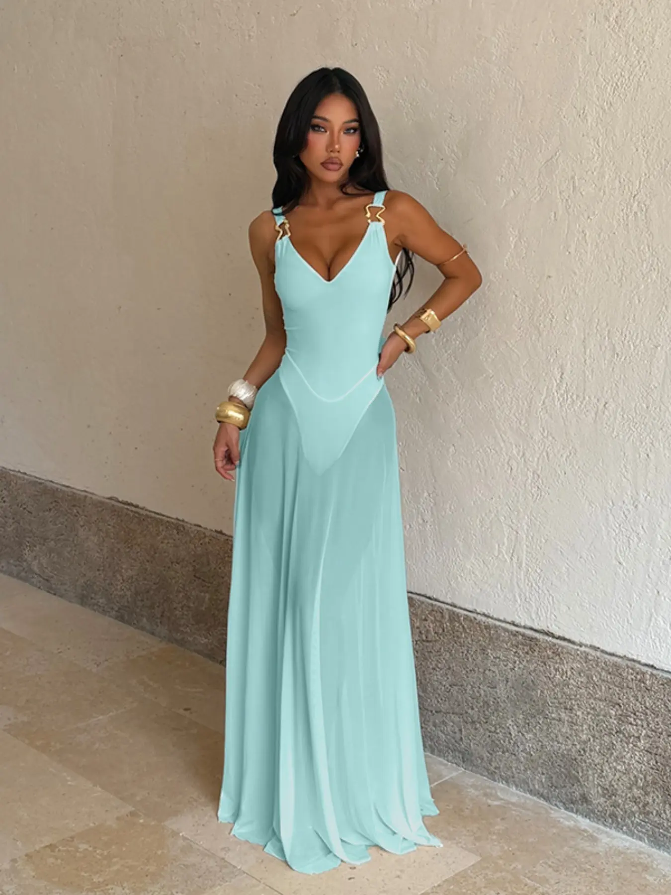 Fitted A-Line Dress with Sheer Mesh Detail, Sexy Feminine Vacation Style  Dress for Women, Ideal for Summer Parties and Beach Getaways - TikTok Shop