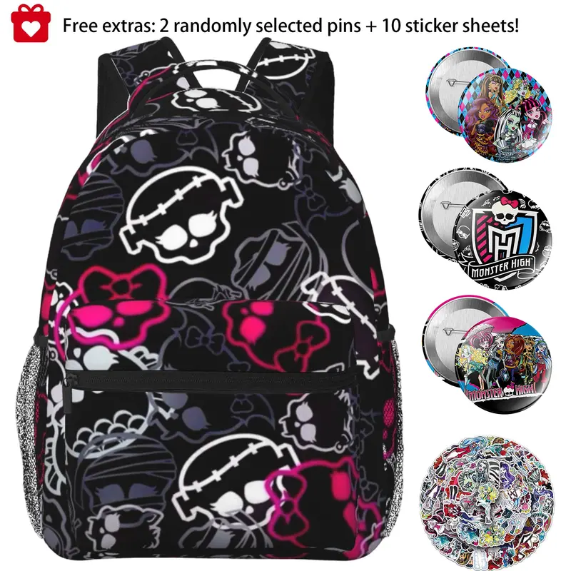 Monster high Backpack for Adults Monster high dolls Backpack with Adjustable Straps, Multi Pocket Lightweight Daypack for Work Travel Camping, Monster high doll Casual Backpack Gift for Men Women