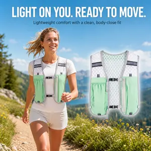 1pc 125g Ultralight Trail Running, Sports Hydration Vest Gear, Breathable Honeycomb Mesh, Multi-Pocket Storage, Fits 500ml Bottle & Phone, Front & Back Zip Pockets, Adjustable Chest Straps, Reflective Details, Unisex for Night Running, Marathon, Hiking