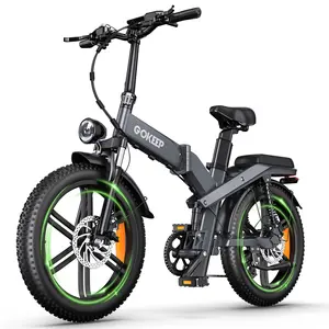 GOKEEP Electric Bike for Adults,Peak 1000W Electric Bicycle with 48V 13.5AH/7.8AH Dual Removable Battery,Max Range 40-62 Miles,20MPH,Foldable Electric Bicycle with 20" *4" Fat Tire,All Terrain(Grey)