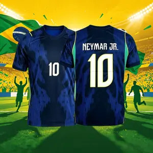 2026 Brazil Home And Away Yellow And Blue Neymar Vini Raphinha Short Sleeve Soccer Jersey Fans Version
