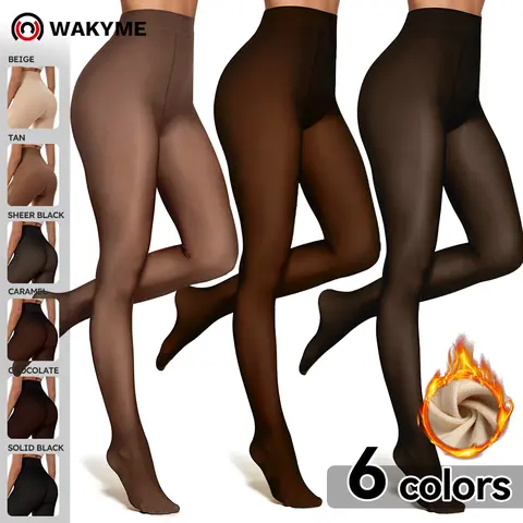 Women's Elegant Sheer Fleece-Lined Stockings – Soft, Translucent Thermal Leggings with Perfect Fit for Cold Weather