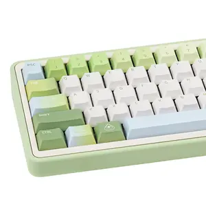 143 Keys Green Keycap Set - Cherry Profile PBT Material, Dye Sublimation White Key Caps for ANSI Layout Mechanical Gaming Keyboard