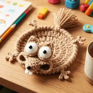 Cute Handmade Crochet Squirrel Coaster Set, Funny Animal Mug Rug, Heat Resistant Table Protector, Cottagecore Desk Decor, Prank Gift