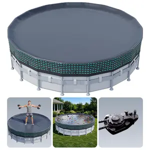 Above Ground Pool Cover 12FT/15FT/18FT/21FT/24FT/28FT/30FT Round -  Windproof Swimming Pool Cover with Steel Cable & Pulley Tightening System,Fits Metal Frame Pools, UV Resistant