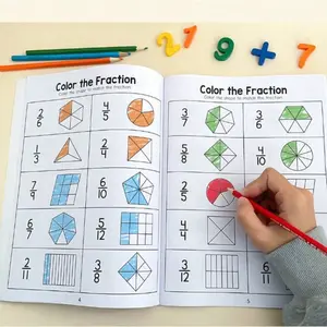 Math Workbook for Learning Fractions, Fun and Easy Fraction Practice Sheet, Educational Tool, Engaging Math Worksheet